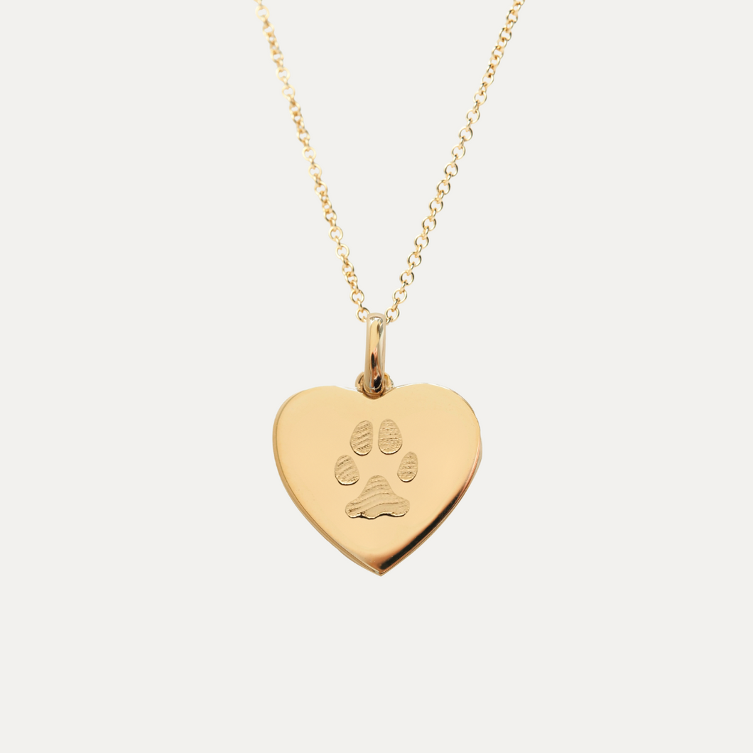 Paw print Heart Necklace