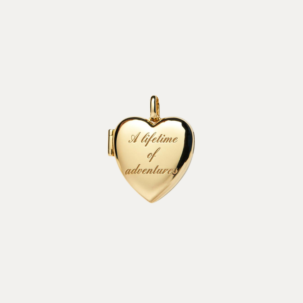 Solid Gold Heart Locket - Charm only [1 photo + engraving]