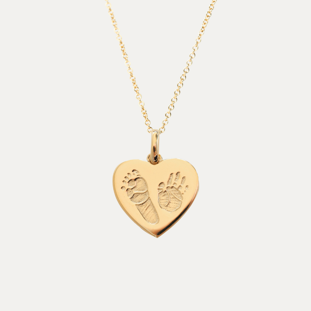 Hand and Footprint Heart Necklace