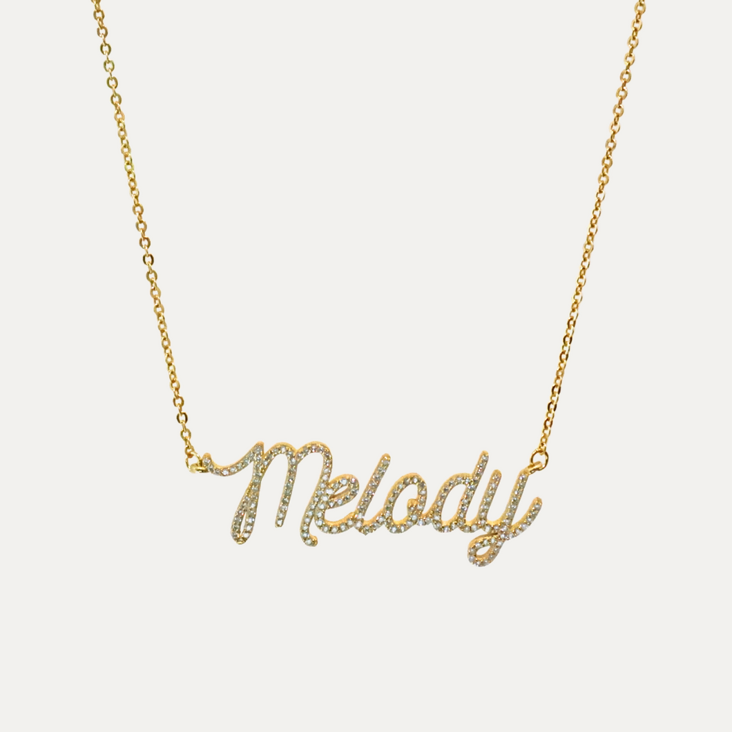 Pavé name necklace