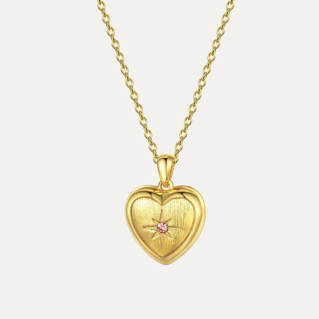 Birthstone Heart Locket [1 photo + engravable]