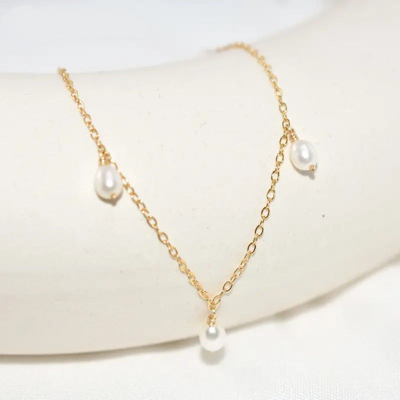 Gold filled Freshwater pearl drop necklace