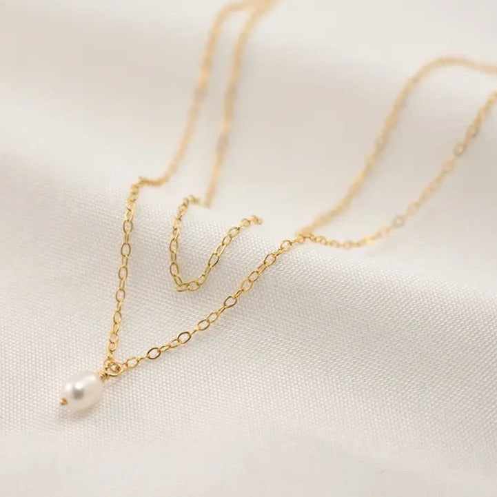 Gold filled Layered pearl necklace